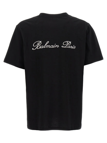 T-Shirt by Balmain for men in cotton bicolour, black, white & signature showcases a unassuming silhouette, artfully detailed with a refined and unassuming for a sophisticated, contemporary look.