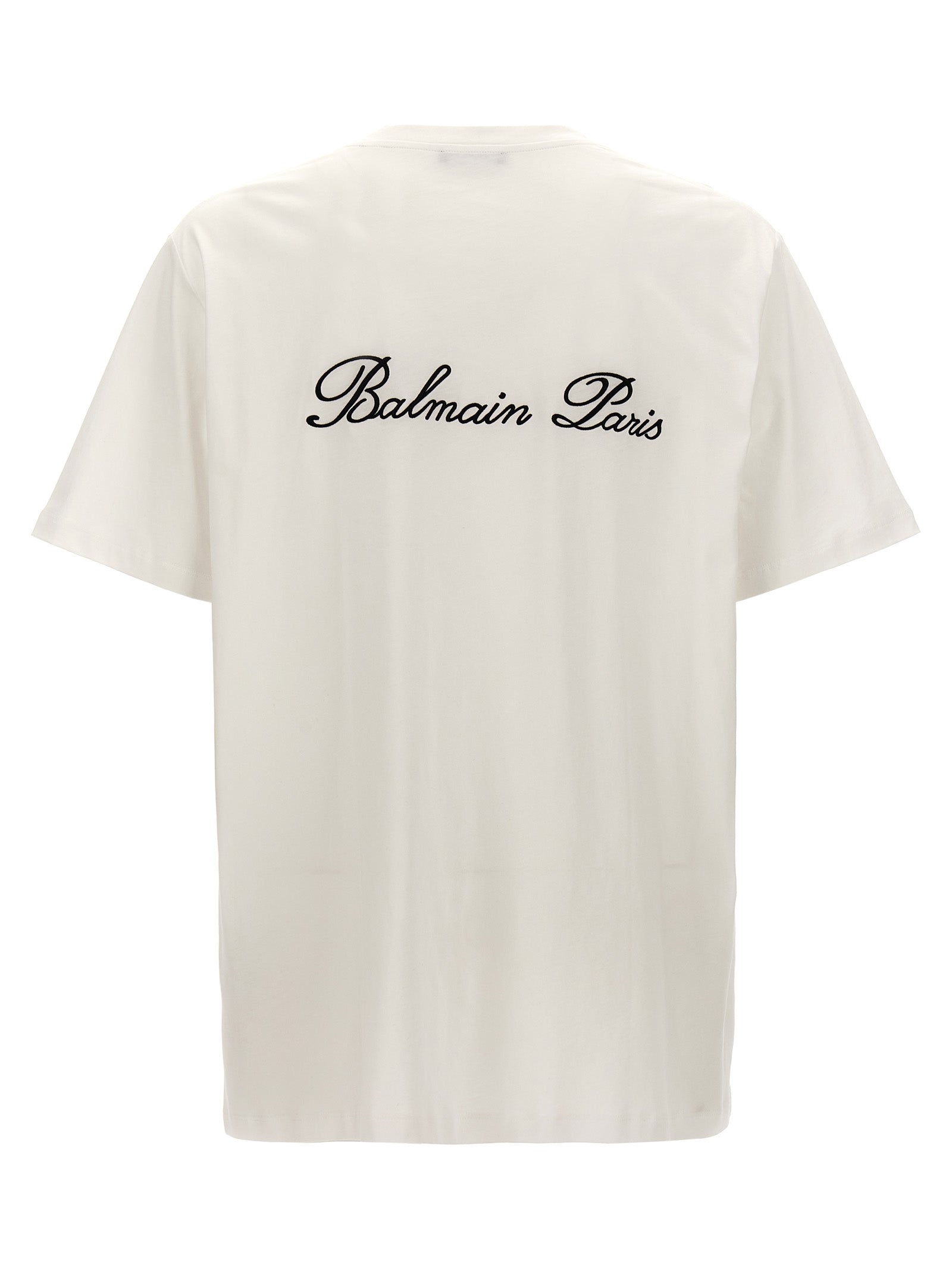 T-Shirt by Balmain for men in cotton bicolour, black, white & signature showcases a dramatic silhouette, elegantly detailed with a dramatic and for a truly dramatic finish.
