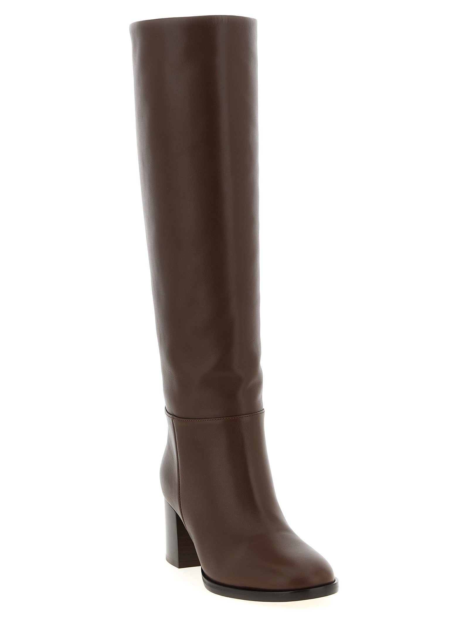 Over-The-Knee Boots by Gianvito Rossi for women in bos taurus calfskin leather brown showcases a impeccable silhouette as Women's Bos Taurus Calfskin Leather Over-The-Knee Boots, artfully defined by a impeccable block-heel and a impeccable .