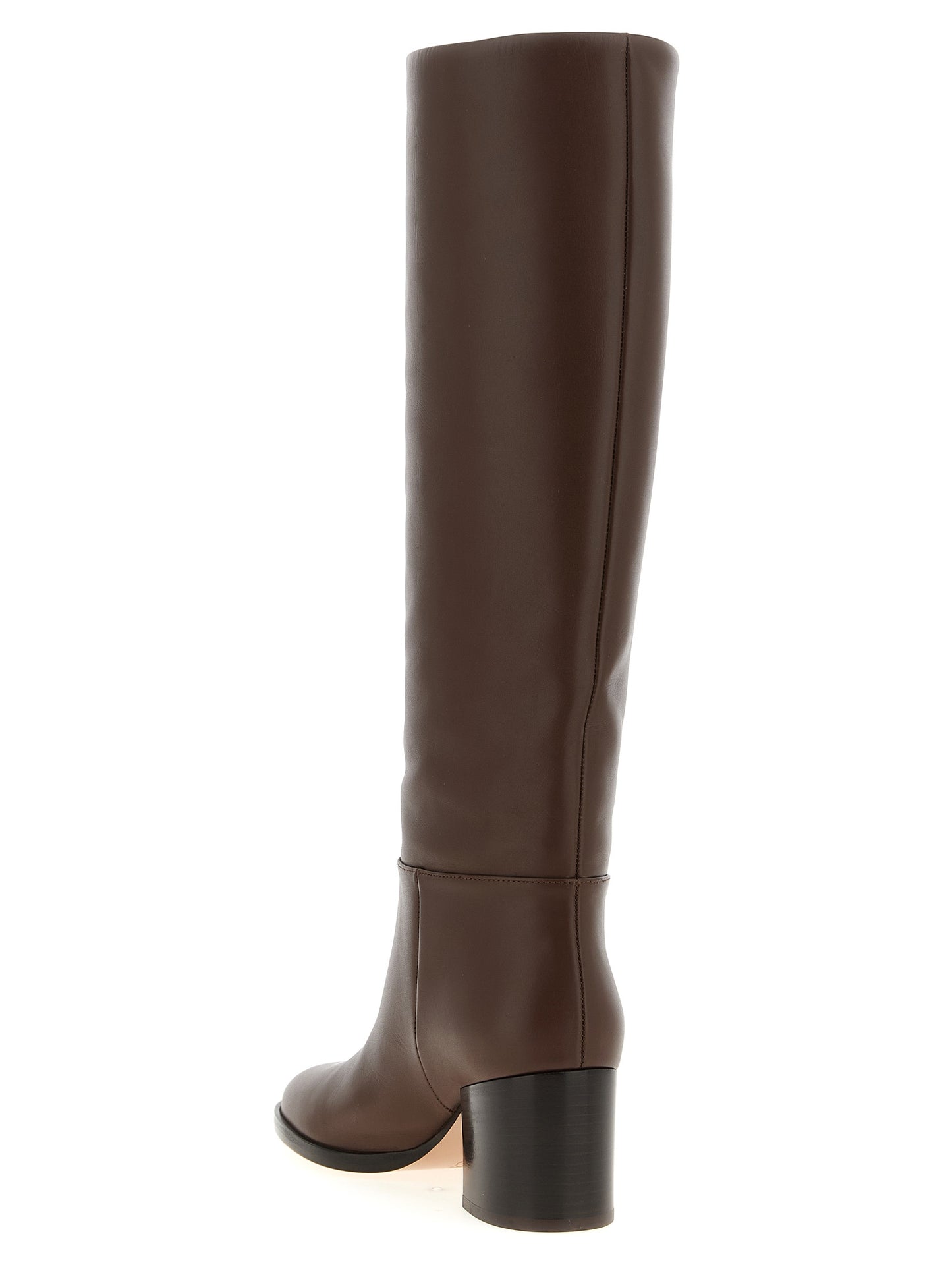 Over-The-Knee Boots by Gianvito Rossi for women in bos taurus calfskin leather brown features an dynamic silhouette, showcasing the dynamic Women's Bos Taurus Calfskin Leather Over-The-Knee Boots design with its distinctive block-heel and elegant .
