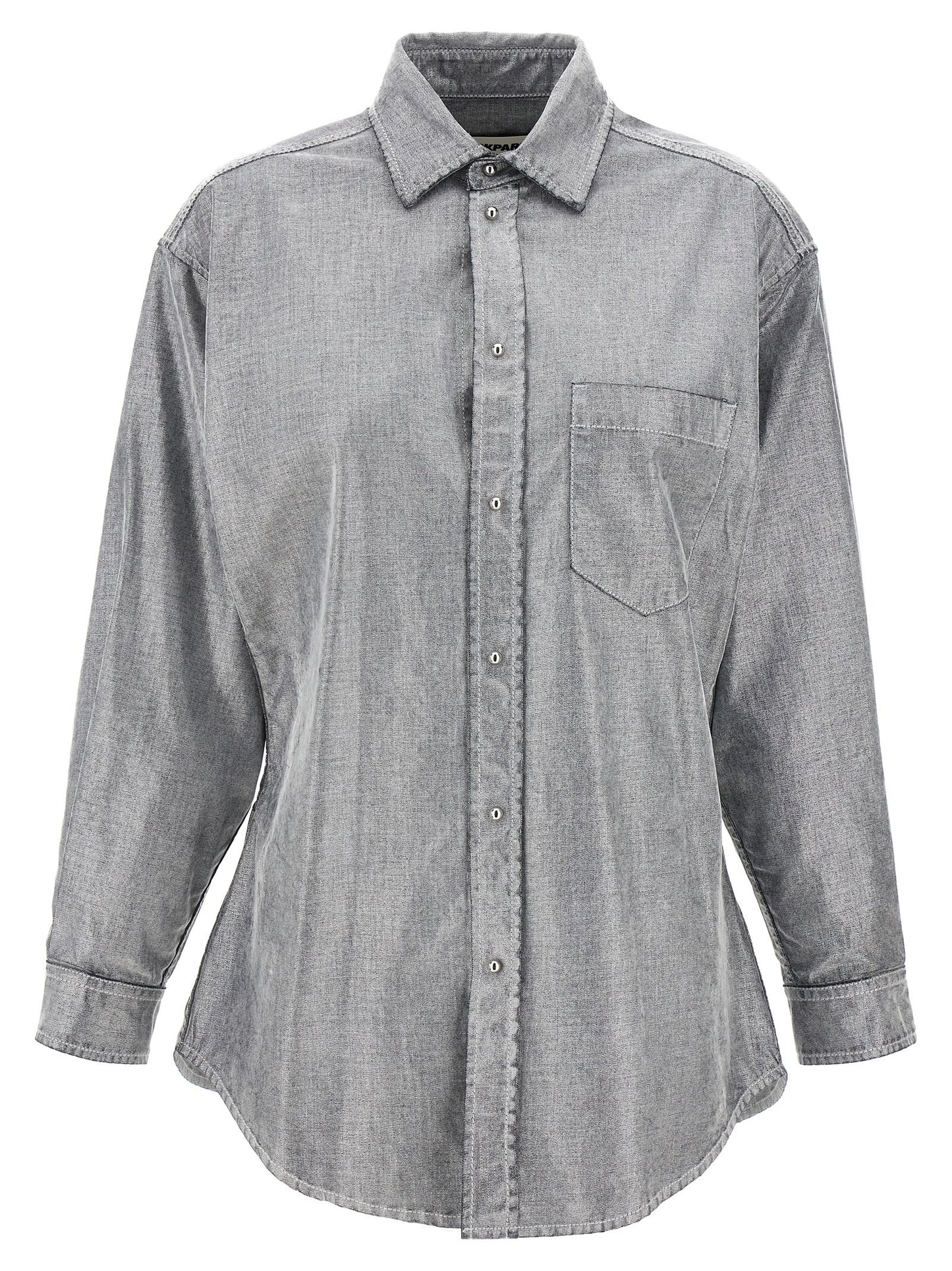 Blouse by Darkpark for women in denim cotton silver features an architectural silhouette with a refined and elegant for a architectural look.