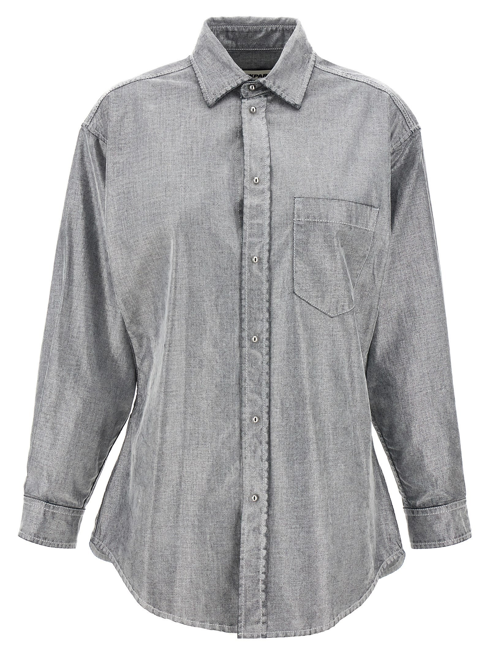 Blouse by Darkpark for women in denim cotton silver features an architectural silhouette with a refined and elegant for a architectural look.
