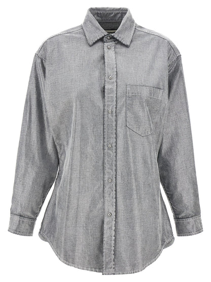 Blouse by Darkpark for women in denim cotton silver features an architectural silhouette with a refined and elegant for a architectural look.
