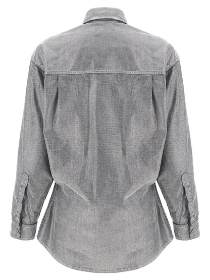 Blouse by Darkpark for women in denim cotton silver features an polished silhouette, showcasing a sophisticated and detail for a truly polished finish.