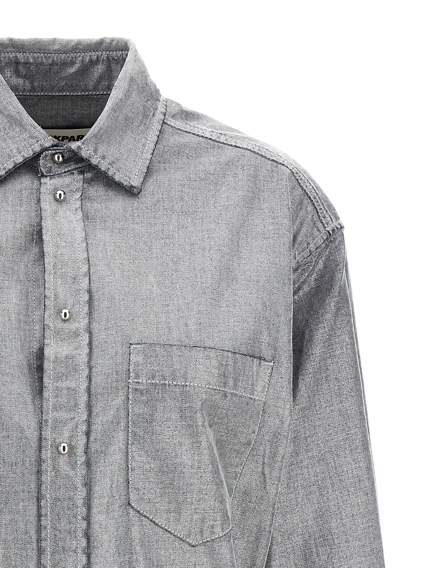 Blouse by Darkpark for women in denim cotton silver showcases a sleek silhouette, elegantly detailed with a sleek and for a sleek finish.