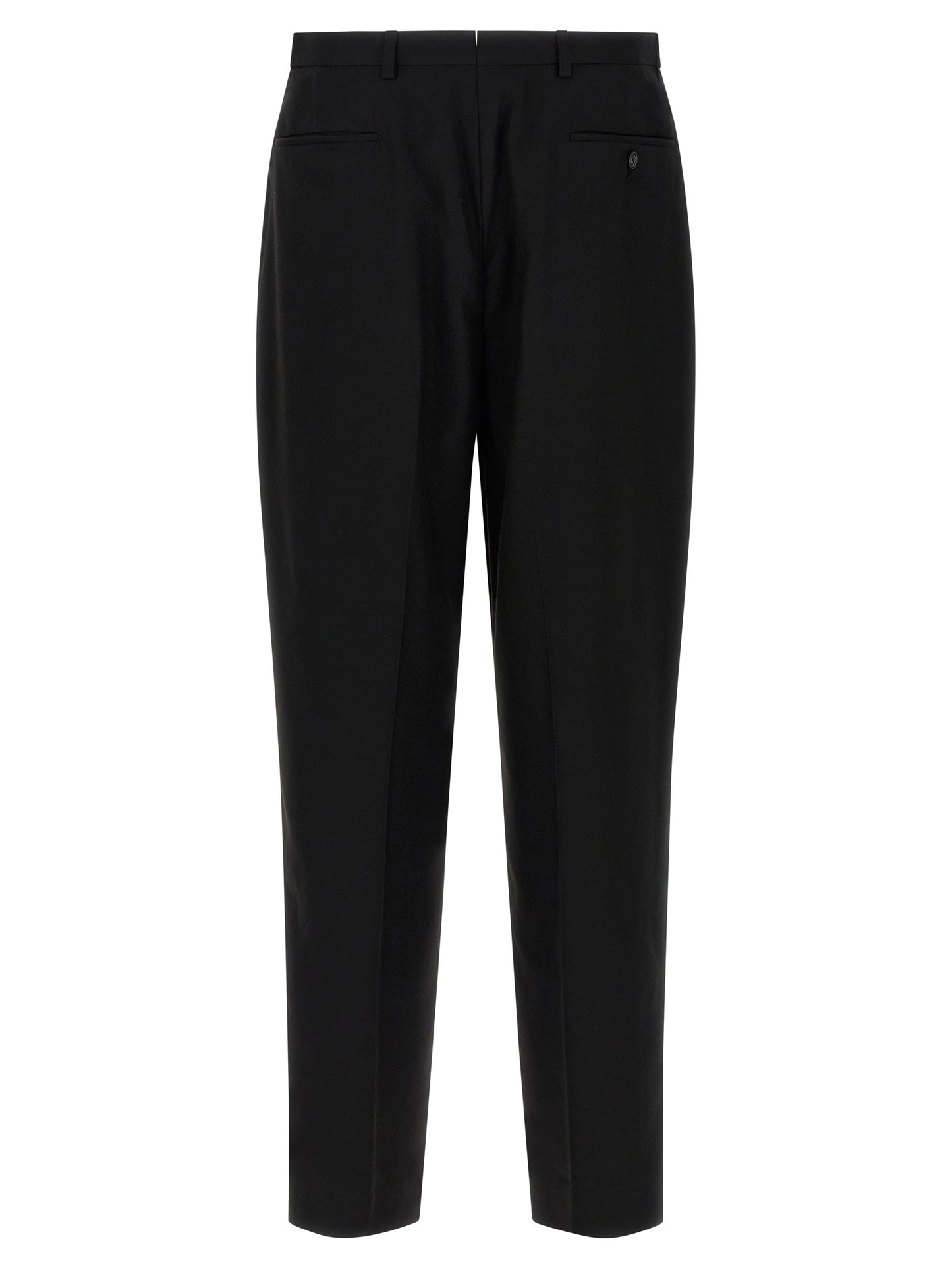 Trousers by CELLAR DOOR for men in polyester & viscose black features a artisanal silhouette, showcasing a sophisticated straight-leg with a long and for a artisanal finish.