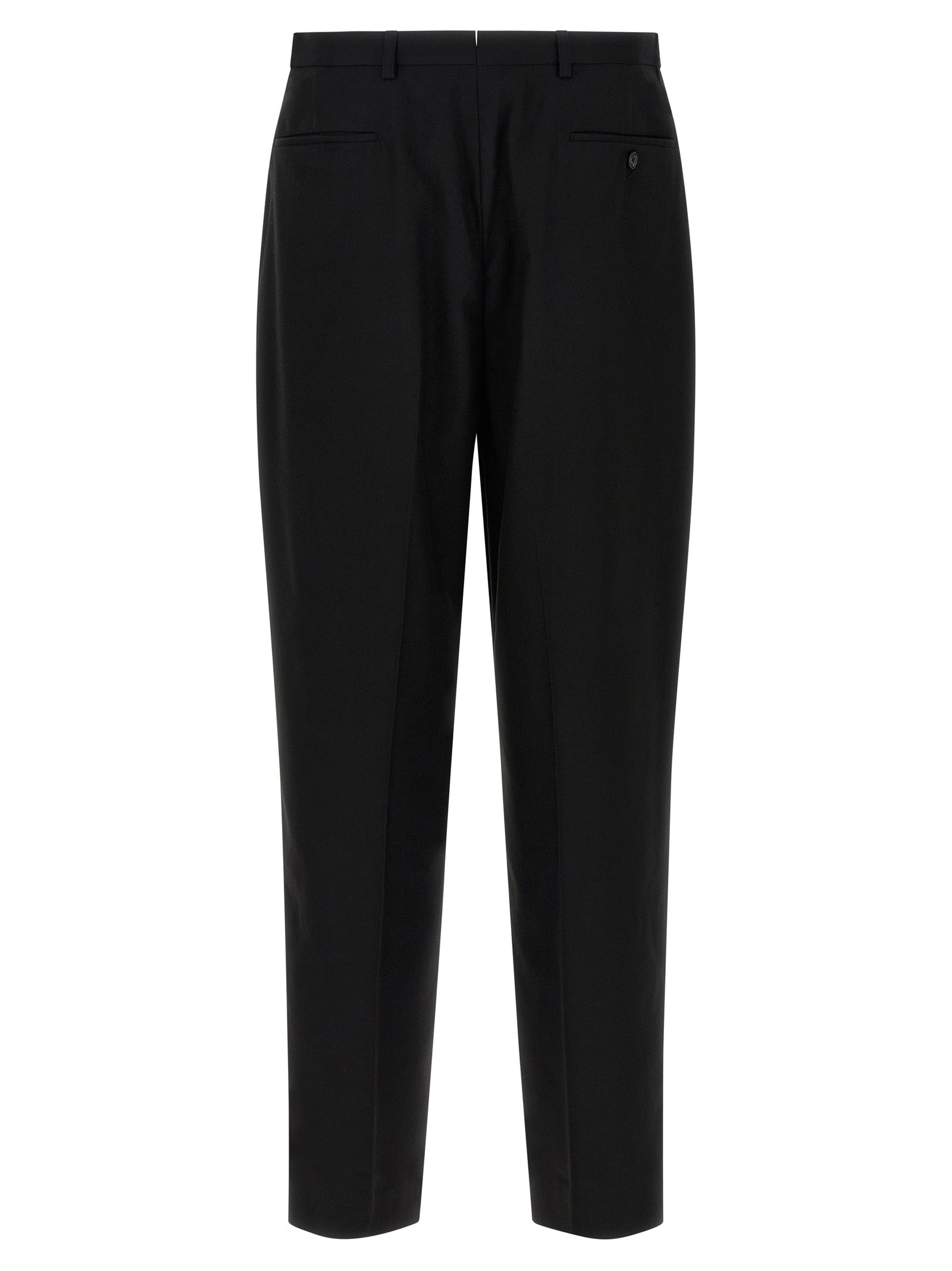 Trousers by CELLAR DOOR for men in polyester & viscose black features a artisanal silhouette, showcasing a sophisticated straight-leg with a long and for a artisanal finish.