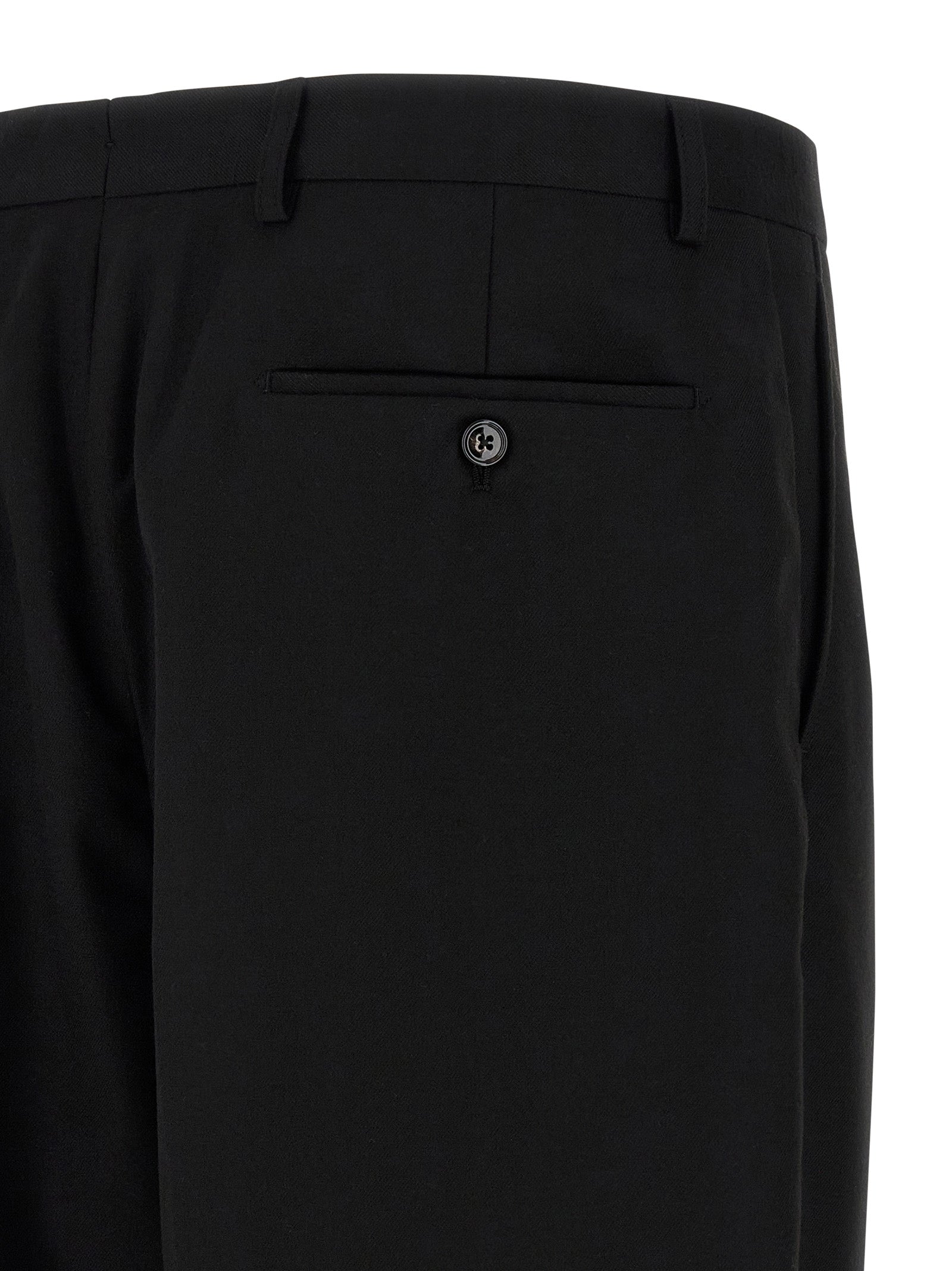 Trousers by CELLAR DOOR for men in polyester & viscose black features an sartorial silhouette, showcasing a precise straight-leg and long with a sartorial for a refined look.