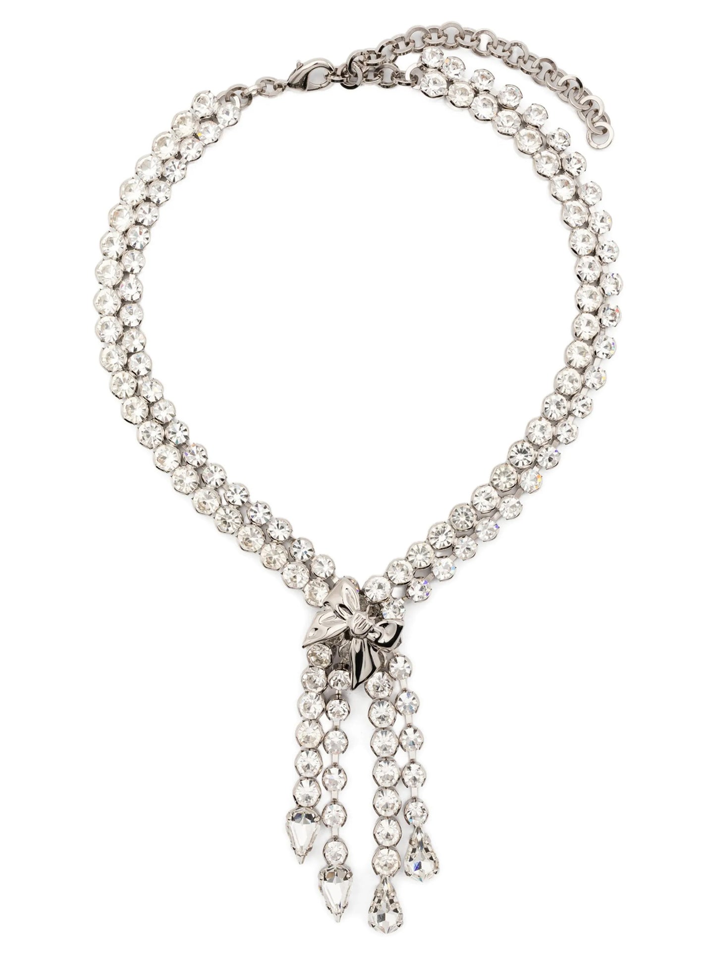 Necklace by Alessandra Rich for women in polyester & viscose silver presents a artisanal silhouette, artfully highlighting the statement necklace design and artisanal Women's Silver Brass & Glass Necklace aesthetic for a sophisticated finish.