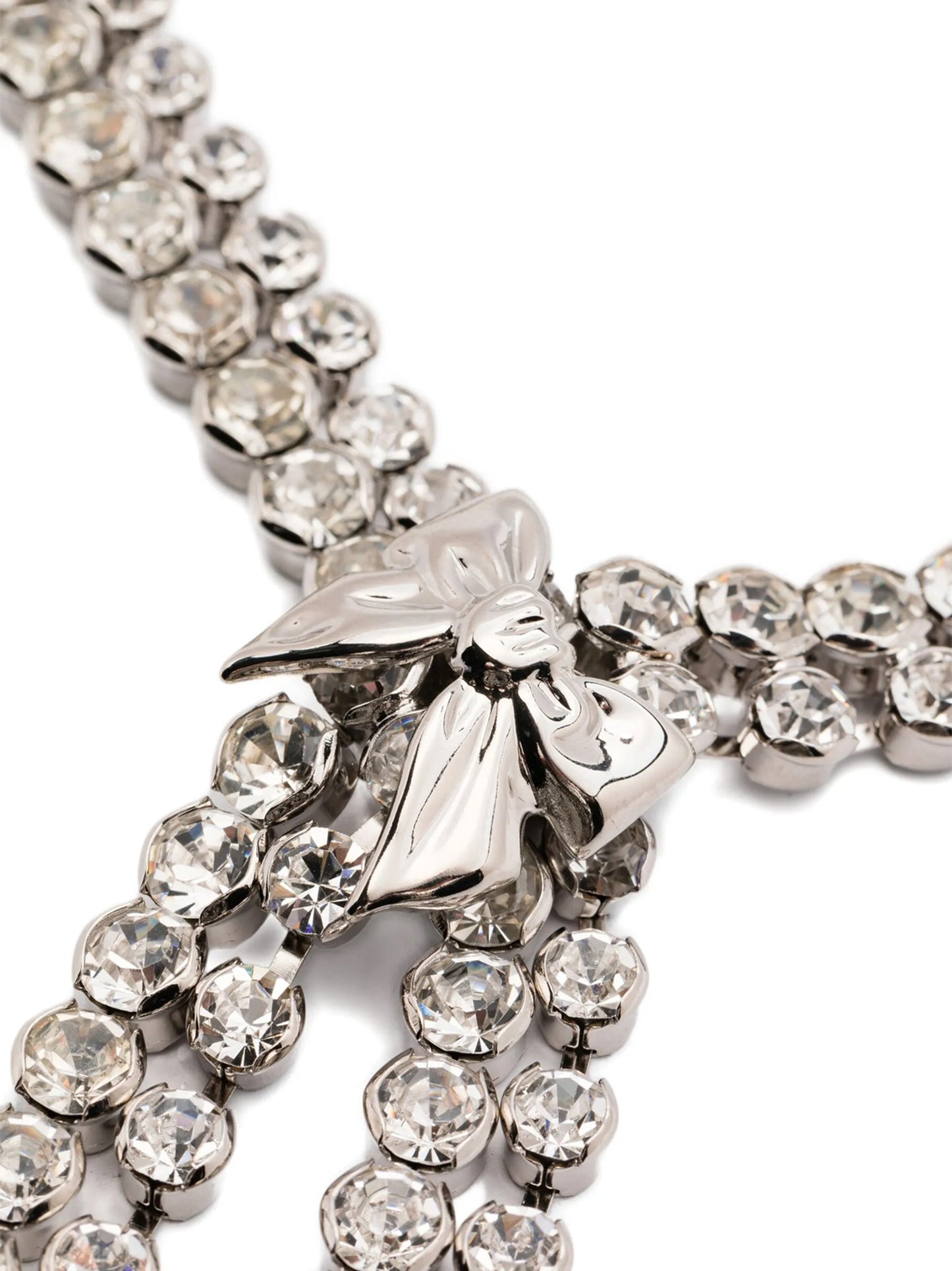 Necklace by Alessandra Rich for women in polyester & viscose silver features an lustrous silhouette, showcasing the lustrous [Neckline design] and Women's Silver Brass & Glass Necklace for a sophisticated, premium look.