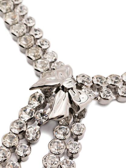 Necklace by Alessandra Rich for women in polyester & viscose silver features an lustrous silhouette, showcasing the lustrous [Neckline design] and Women's Silver Brass & Glass Necklace for a sophisticated, premium look.