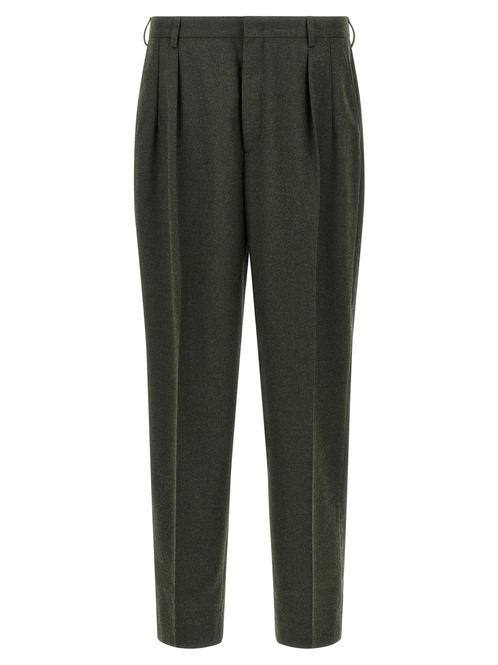 Trousers by CELLAR DOOR for men in polyester & viscose bicolour & green features an sartorial silhouette, showcasing a precise straight-leg and long with a sartorial for a refined look.