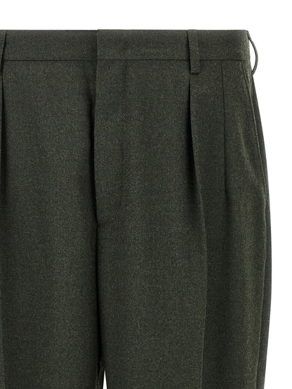 Trousers by CELLAR DOOR for men in polyester & viscose bicolour & green features an on trend silhouette, showcasing a sophisticated straight-leg with a long and for an on trend finish.