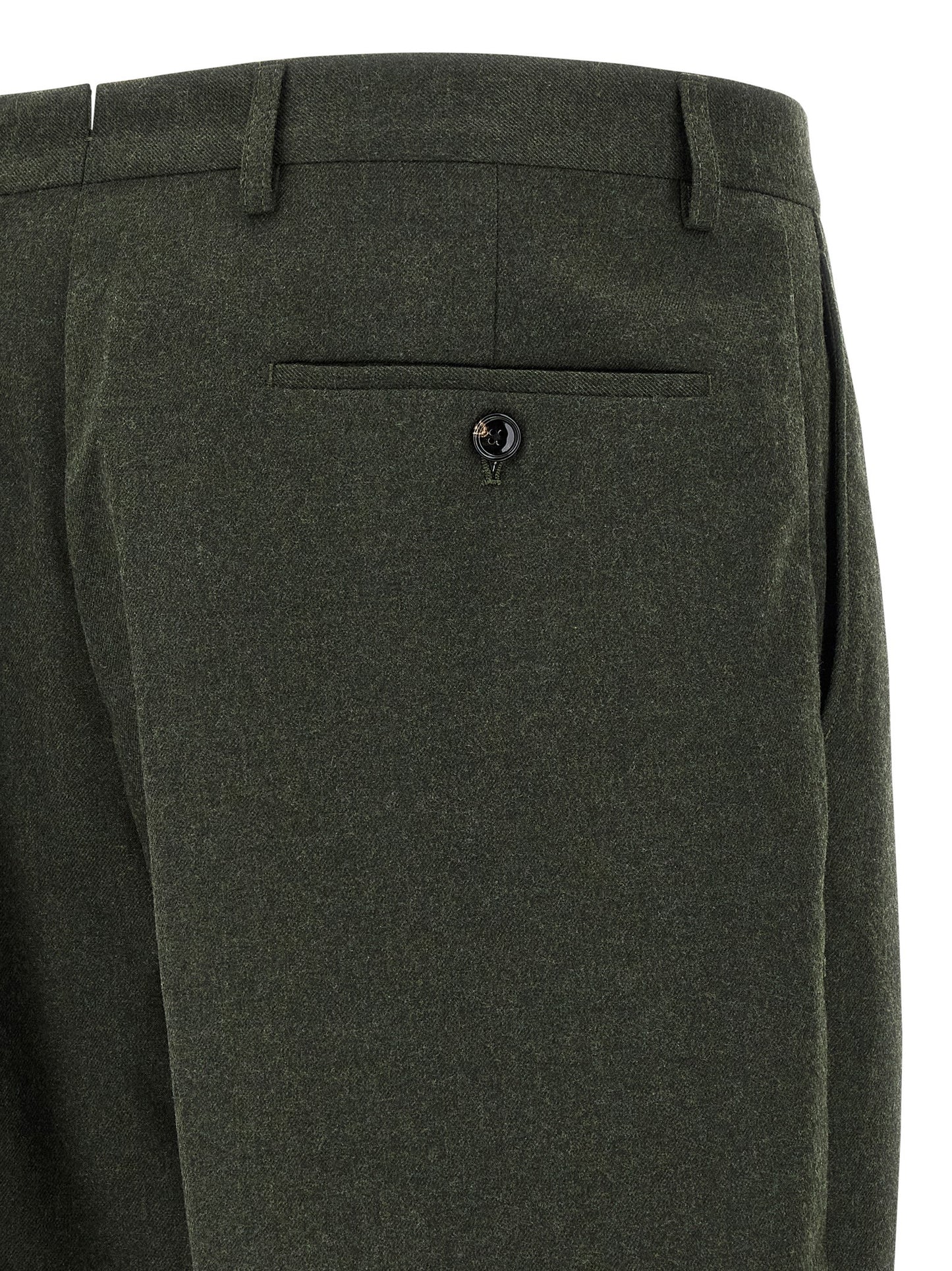 Trousers by CELLAR DOOR for men in polyester & viscose bicolour & green presents a perennial silhouette, meticulously tailored with a straight-leg cut, long finish, and an elegant .