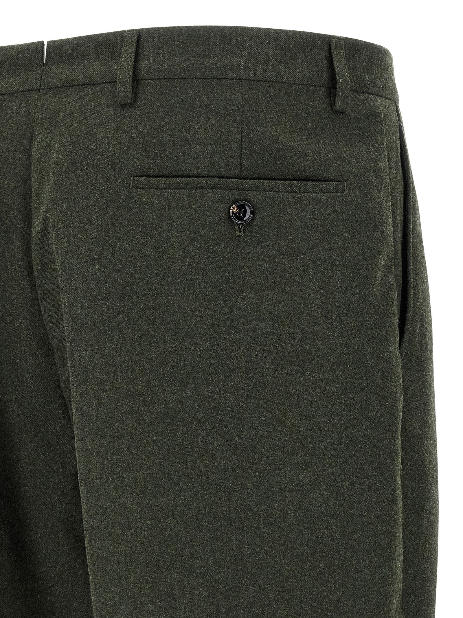 Trousers by CELLAR DOOR for men in polyester & viscose bicolour & green presents a perennial silhouette, meticulously tailored with a straight-leg cut, long finish, and an elegant .