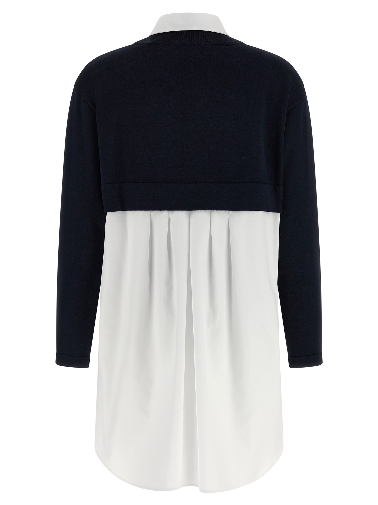 Dress by Elisabetta Franchi for women in viscose polyester cotton blue presents a sinuous silhouette, showcasing a sophisticated v-neck neckline and detailed with a sinuous short mini for a refined finish.