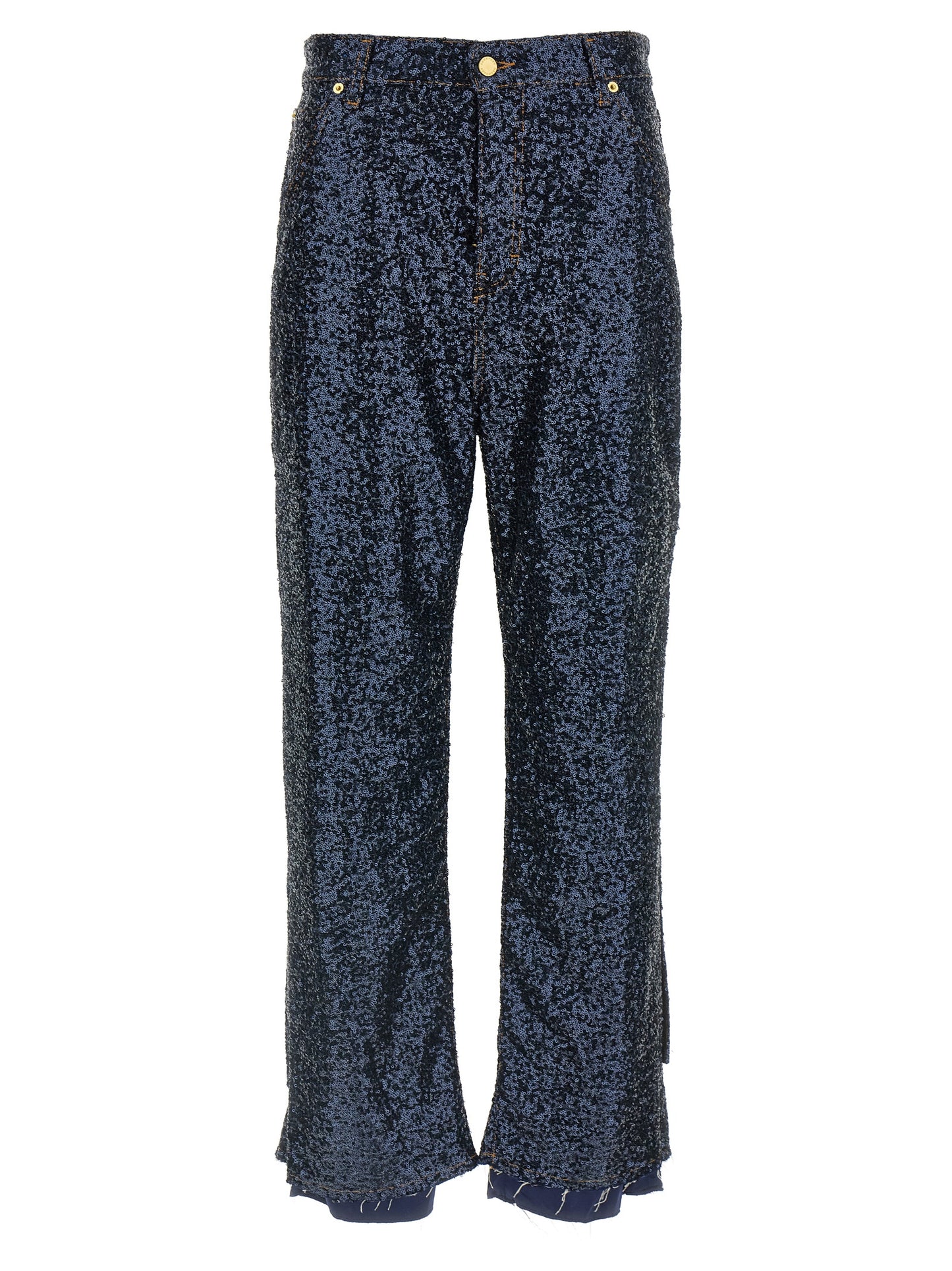 Jeans by Darkpark for women in cotton denim polyester & sequins blue & signature features a polished silhouette with a polished , reaching a polished long and finished with a polished .