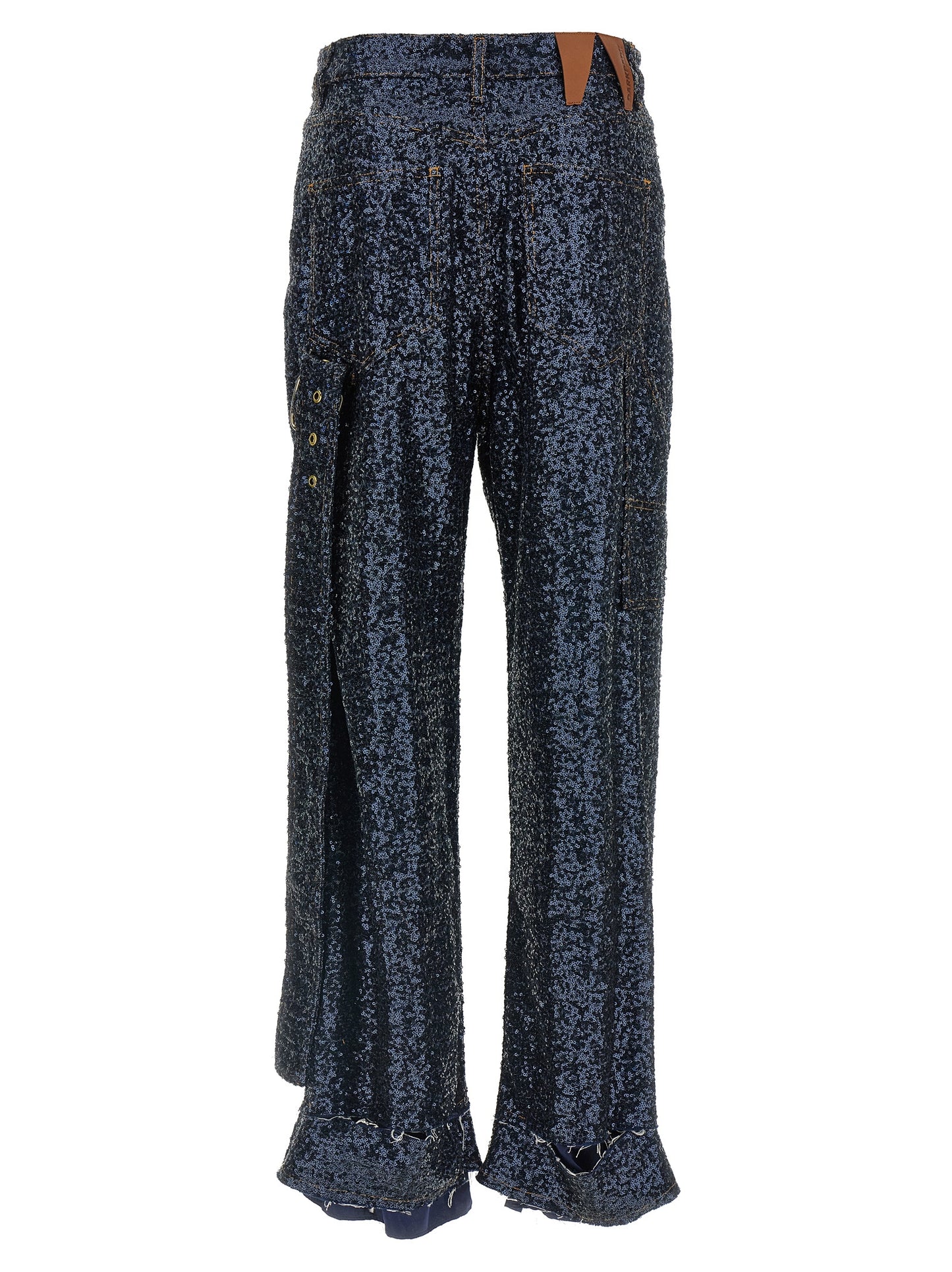 Jeans by Darkpark for women in cotton denim polyester & sequins blue & signature features an sartorial and long with a cut for a sartorial finish.
