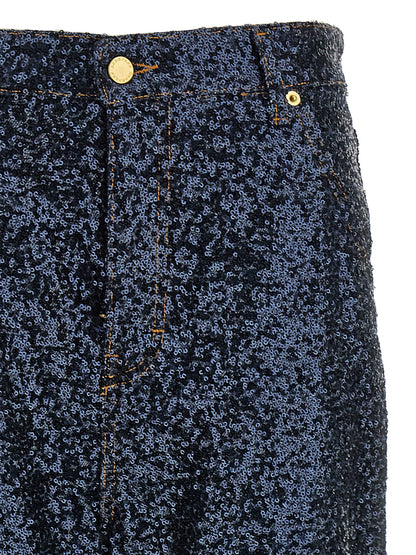 Jeans by Darkpark for women in cotton denim polyester & sequins blue & signature presents a tailored silhouette, showcasing a tailored and long cut with a refined for a truly tailored aesthetic.