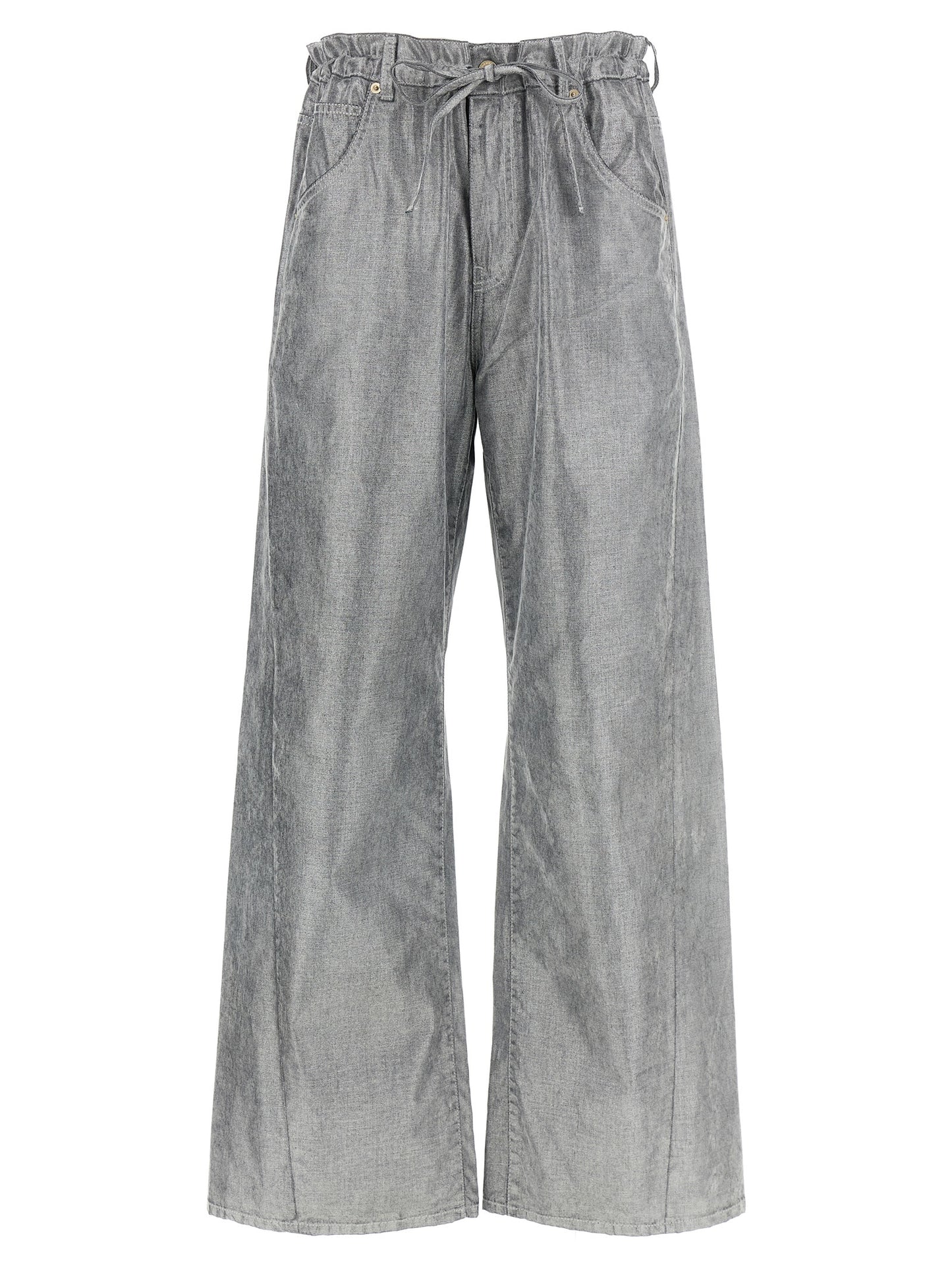 Jeans by Darkpark for women in cotton denim silver features an sartorial wide and long with a cut for a sartorial finish.