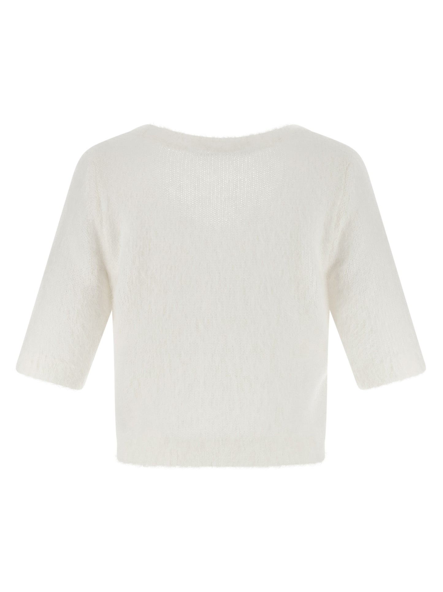 Cardigan by Alessandra Rich for women in mohair polyamide & alpaca wool white features a nuanced silhouette with a refined round neckline and nuanced detailing for a sophisticated look.