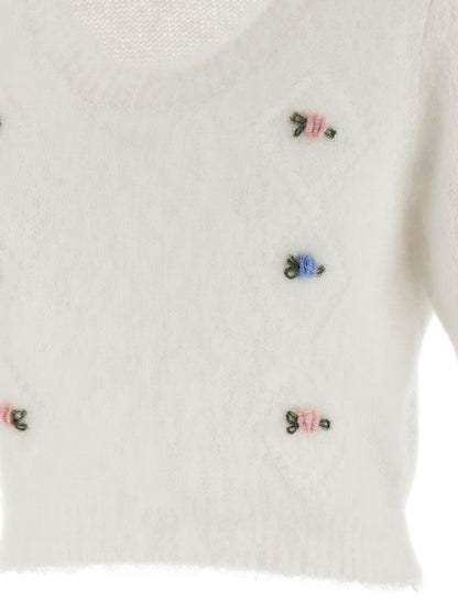 Cardigan by Alessandra Rich for women in mohair polyamide & alpaca wool white features an impeccable silhouette, showcasing a sophisticated and detail for a truly impeccable finish.