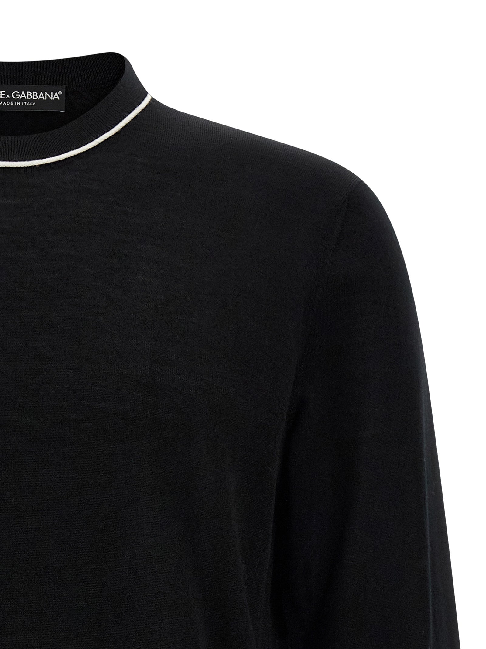 Cardigan by Dolce & Gabbana for men in marabou wool black features a dramatic silhouette, showcasing a sophisticated and dramatic detail for a timeless, premium look.