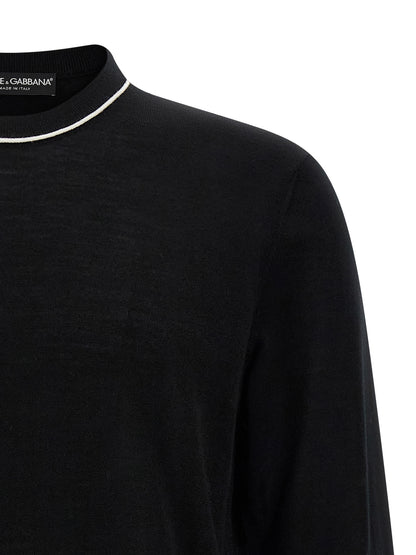 Cardigan by Dolce & Gabbana for men in marabou wool black features a dramatic silhouette, showcasing a sophisticated and dramatic detail for a timeless, premium look.