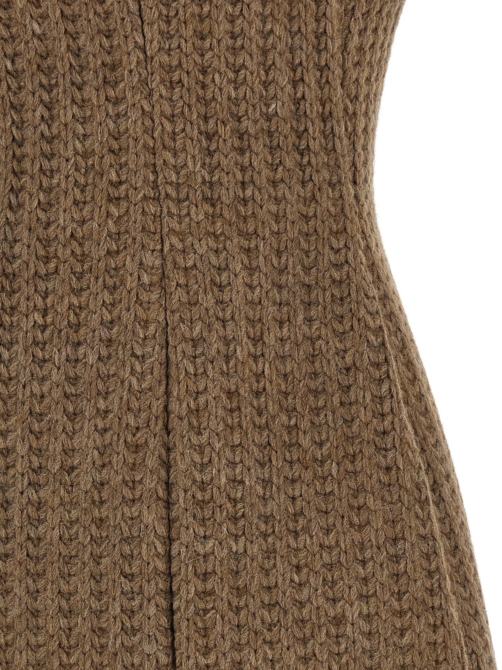Dress by Giuseppe Di Morabito for women in viscose marabou & alpaca wool brown showcases a striking silhouette, elegantly detailed with a , refined , and a striking short mini for a striking finish.