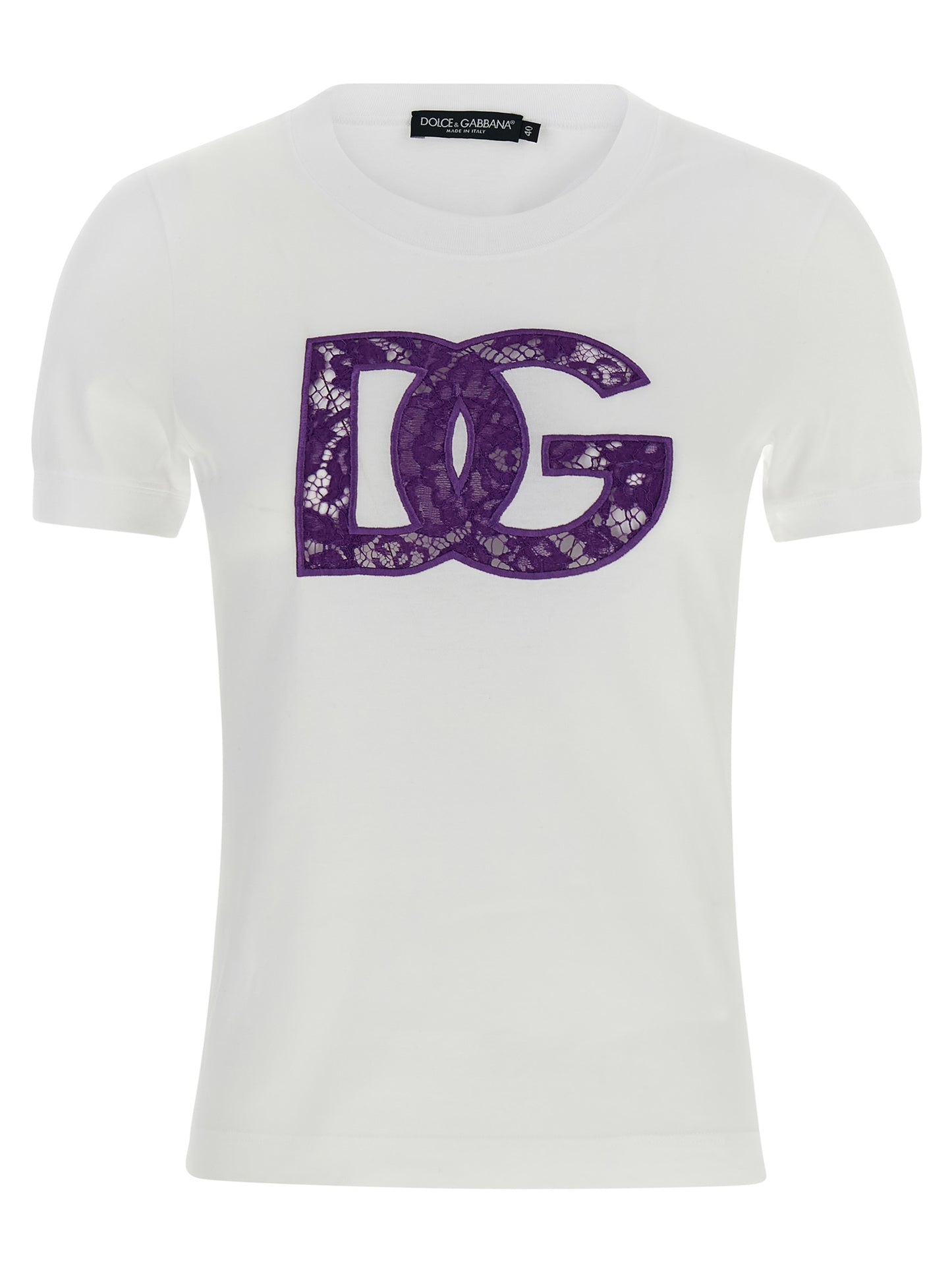 T-Shirt by Dolce & Gabbana for women in cotton white showcases a fashionable silhouette, elegantly detailed with a fashionable short-sleeve and for a sophisticated, high-fashion look.