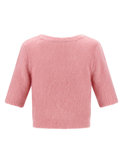 Cardigan by Alessandra Rich for women in mohair polyamide & alpaca wool multicolor & pink features an impeccable silhouette, showcasing a sophisticated round neckline and detail for a truly impeccable finish.