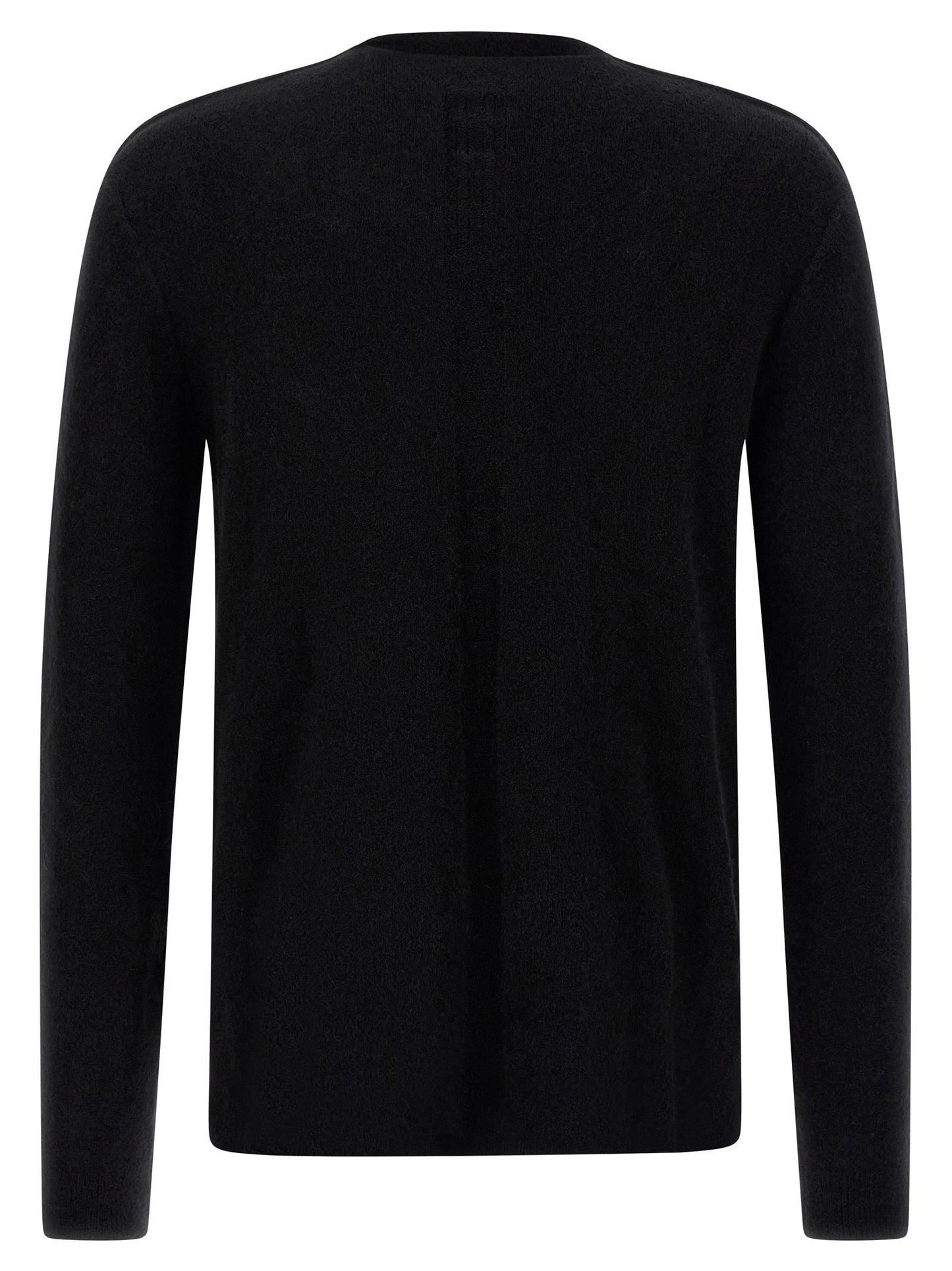 Cardigan by Rick Owens for men in polyamide & alpaca wool black features a nuanced silhouette with a refined boat neckline and nuanced detailing for a sophisticated look.