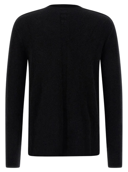 Cardigan by Rick Owens for men in polyamide & alpaca wool black features a nuanced silhouette with a refined boat neckline and nuanced detailing for a sophisticated look.