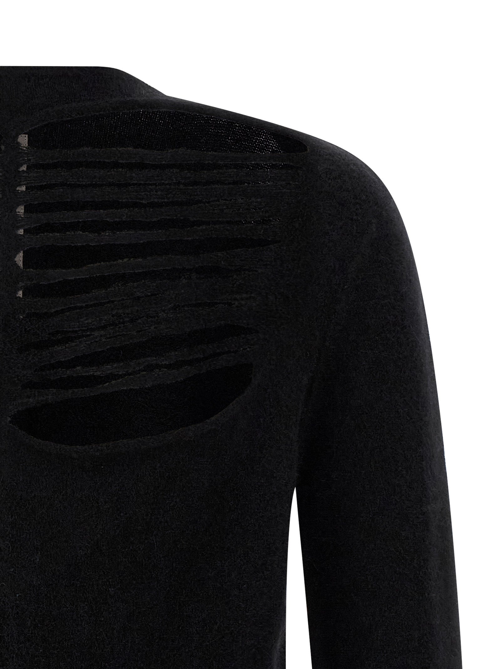 Cardigan by Rick Owens for men in polyamide & alpaca wool black presents a textural silhouette, artfully finished with a textural boat neckline and for a sophisticated, textural look.