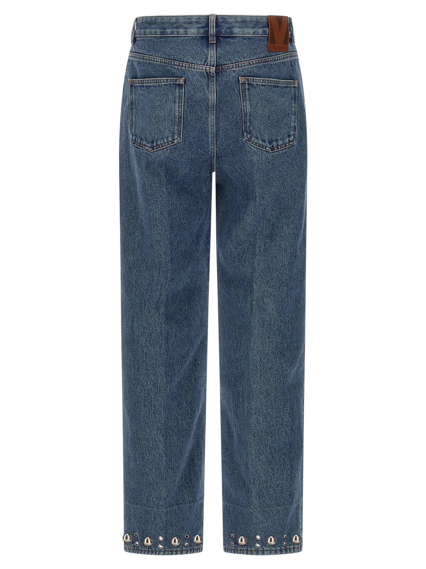 Jeans by Valentino Garavani for men in cotton denim blue features an sophisticated mid rise and straight-leg with a precise long, creating a sophisticated and sophisticated silhouette.