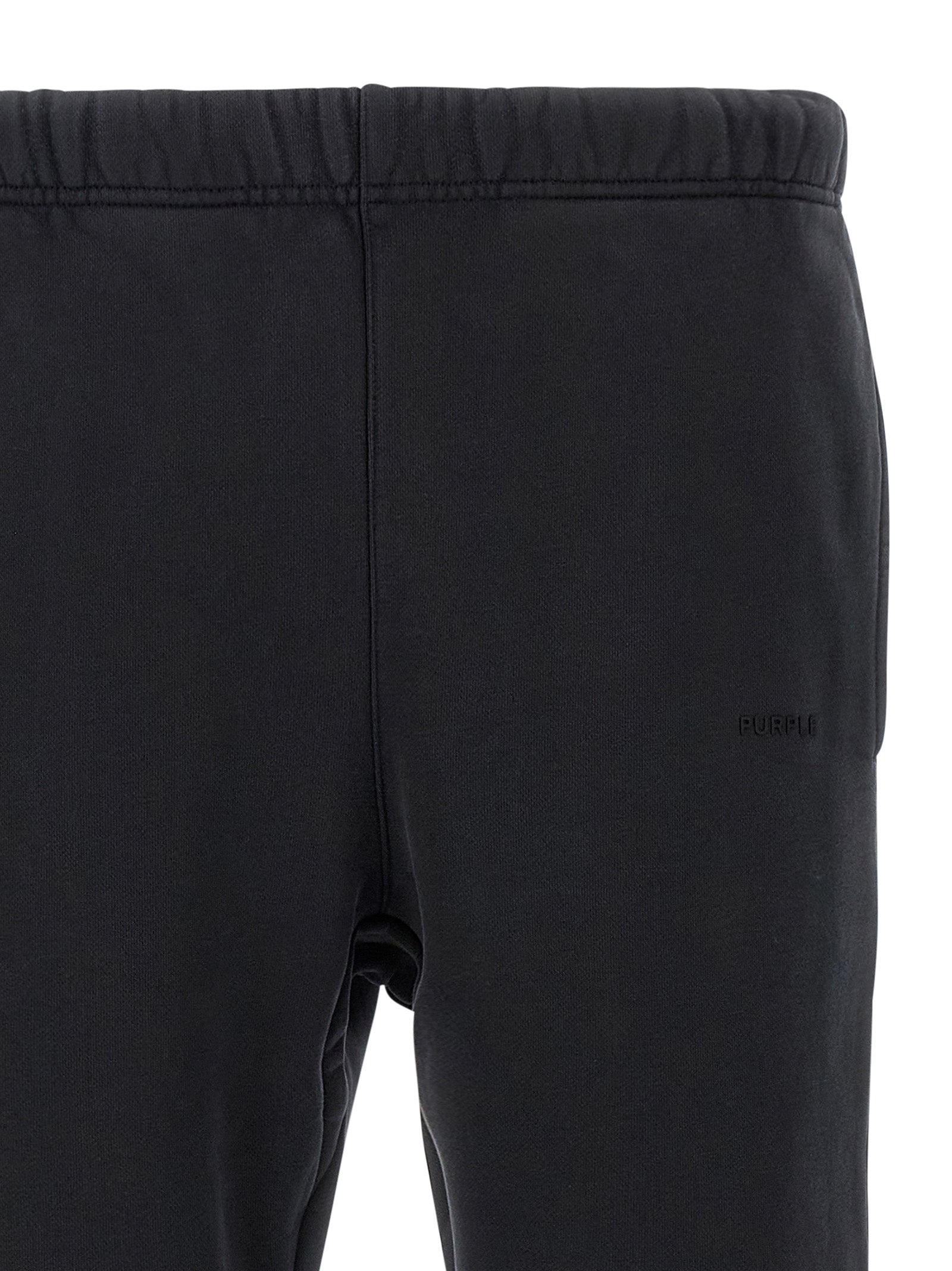 Joggers by PURPLE for men in cotton black & purple presents a refined pantology silhouette, artfully defined by a refined pantology straight-leg & wide, long, and a sophisticated .