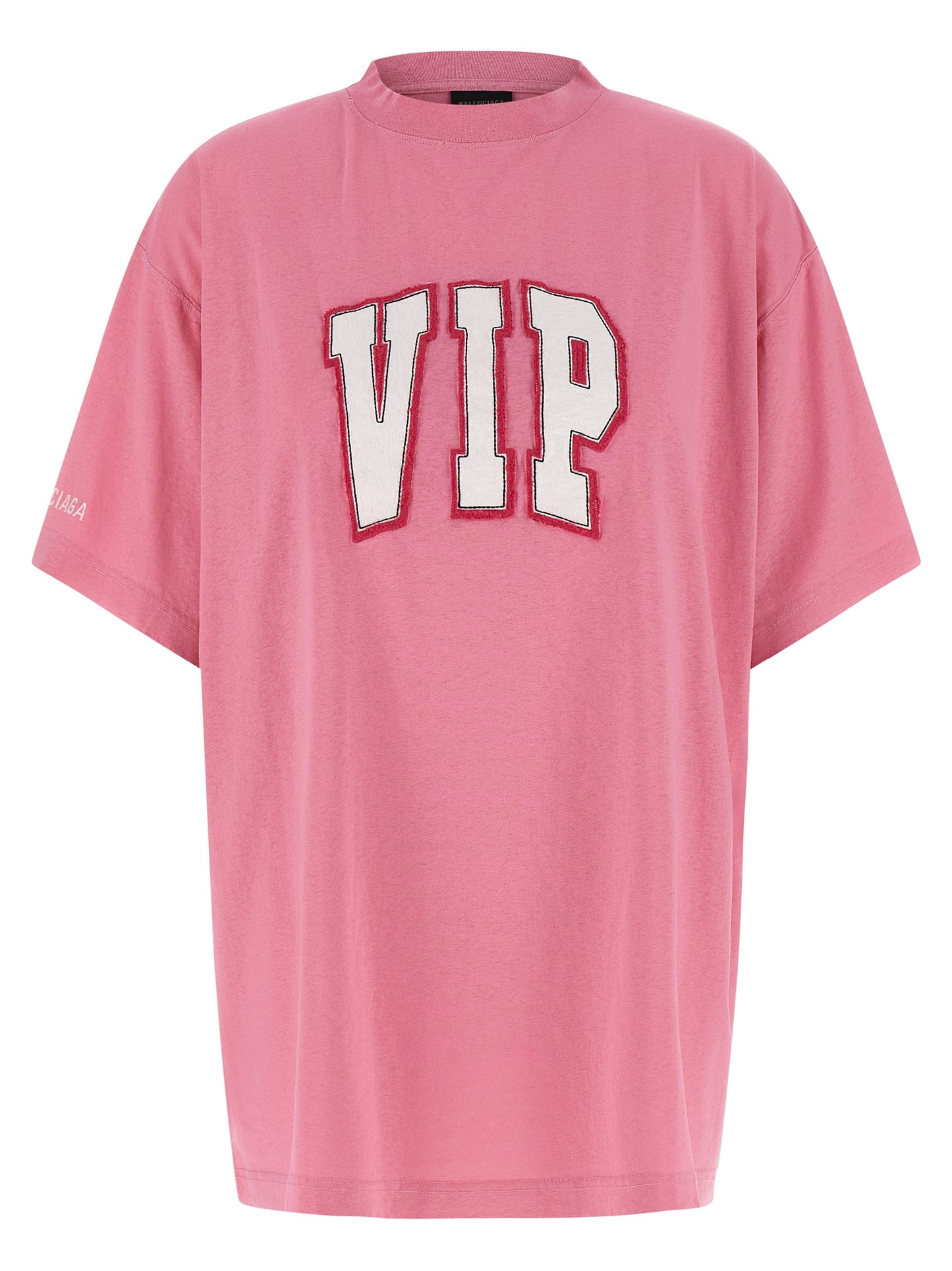 T-Shirt by Balenciaga for women in cotton multicolor & pink showcases a fashionable silhouette, elegantly detailed with a fashionable and for a sophisticated, high-fashion look.