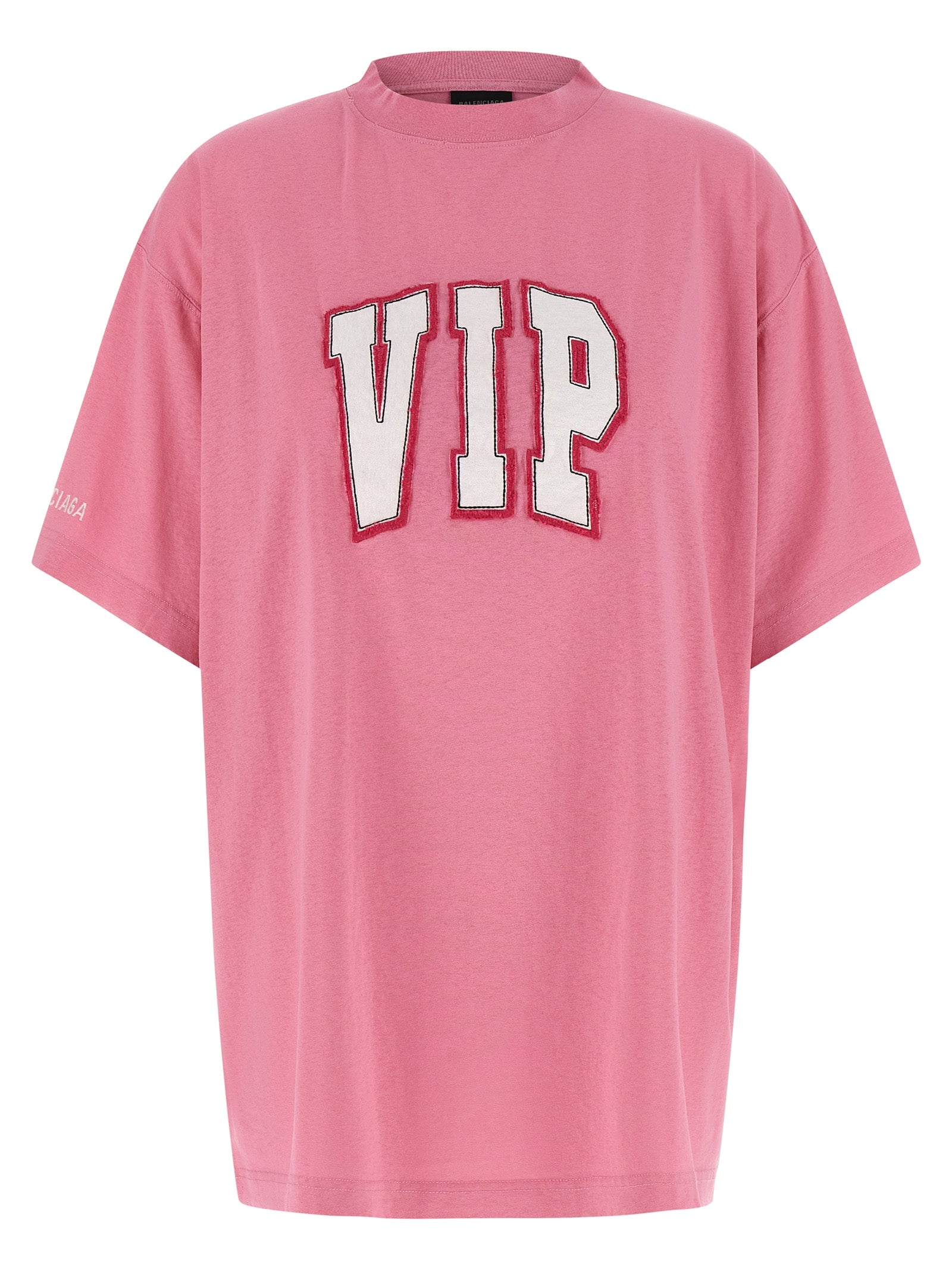 T-Shirt by Balenciaga for women in cotton multicolor & pink showcases a fashionable silhouette, elegantly detailed with a fashionable and for a sophisticated, high-fashion look.