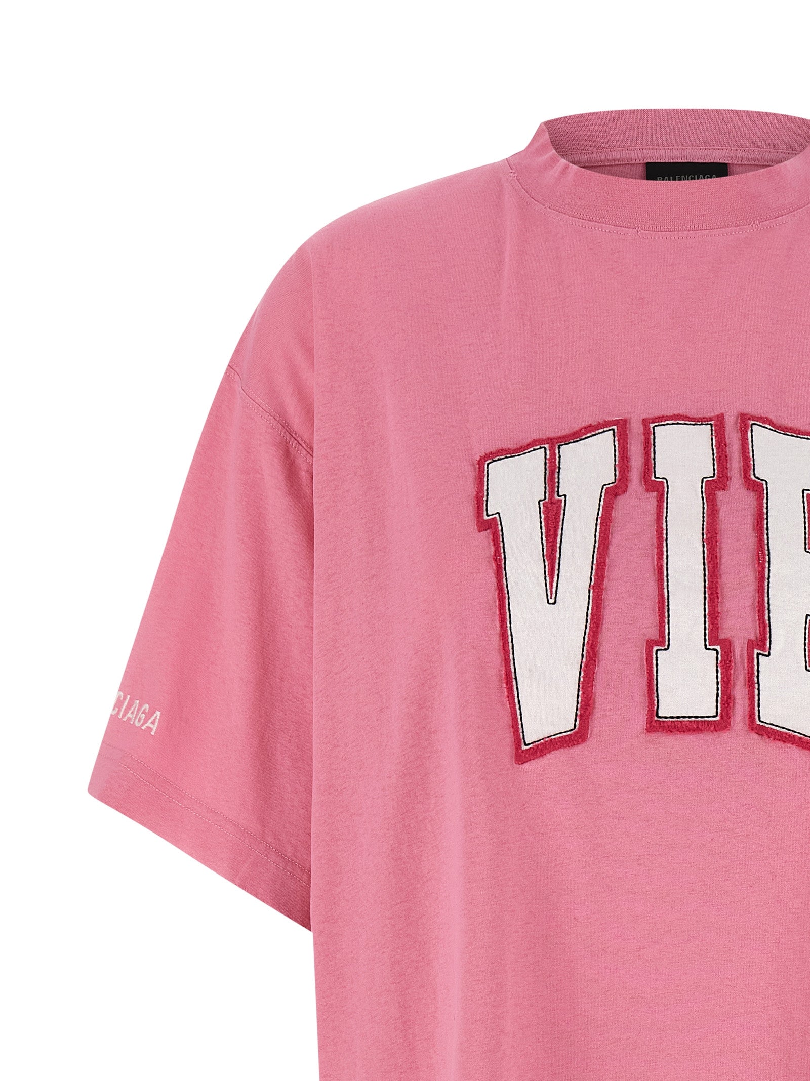 T-Shirt by Balenciaga for women in cotton multicolor & pink features an edgy silhouette, meticulously detailed with a sophisticated and for a truly edgy finish.