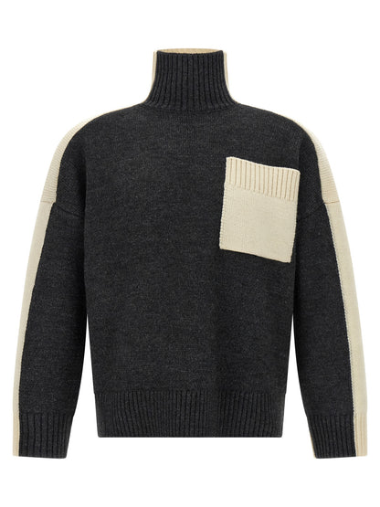 Cardigan by J.W.Anderson for men in cashmere acrylic wool gray features an impeccable silhouette, showcasing a sophisticated high-neck neckline and long-sleeve detail for a truly impeccable finish.