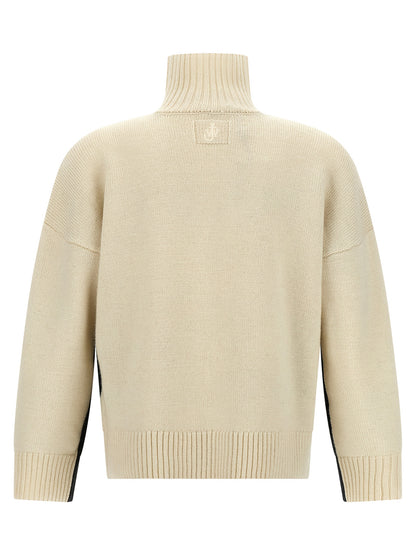 Cardigan by J.W.Anderson for men in cashmere acrylic wool gray presents a textural silhouette, artfully finished with a textural high-neck neckline and for a sophisticated, textural look.