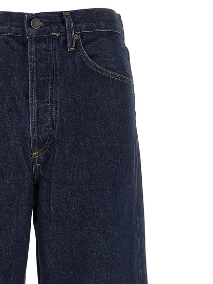Jeans by Agolde for women in lyocell & denim cotton blue presents a tailored silhouette, showcasing a tailored relaxed-fit & wide and long cut with a refined high rise for a truly tailored aesthetic.