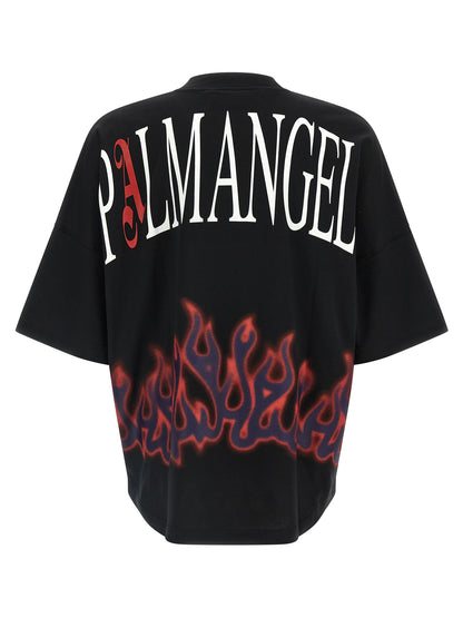 T-Shirt by Palm Angels for men in cotton black & print features an on trend silhouette, perfectly showcasing a on trend and crew neckline for an elevated aesthetic.