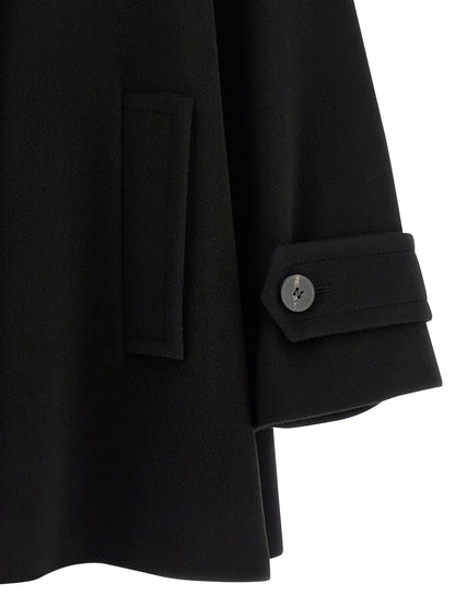 This Alberto Biani women virgin wool Trench Coat in black presents a high style silhouette, meticulously detailed with and a high style for a sophisticated, timeless look.