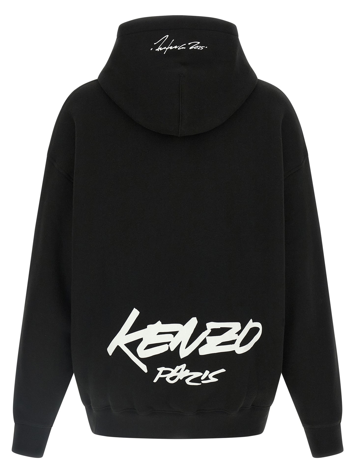 Sweatshirt Hoodie by Kenzo for women in cotton black & print showcases a city-ready silhouette, artfully detailed with a signature hooded neckline and for a city-ready finish.