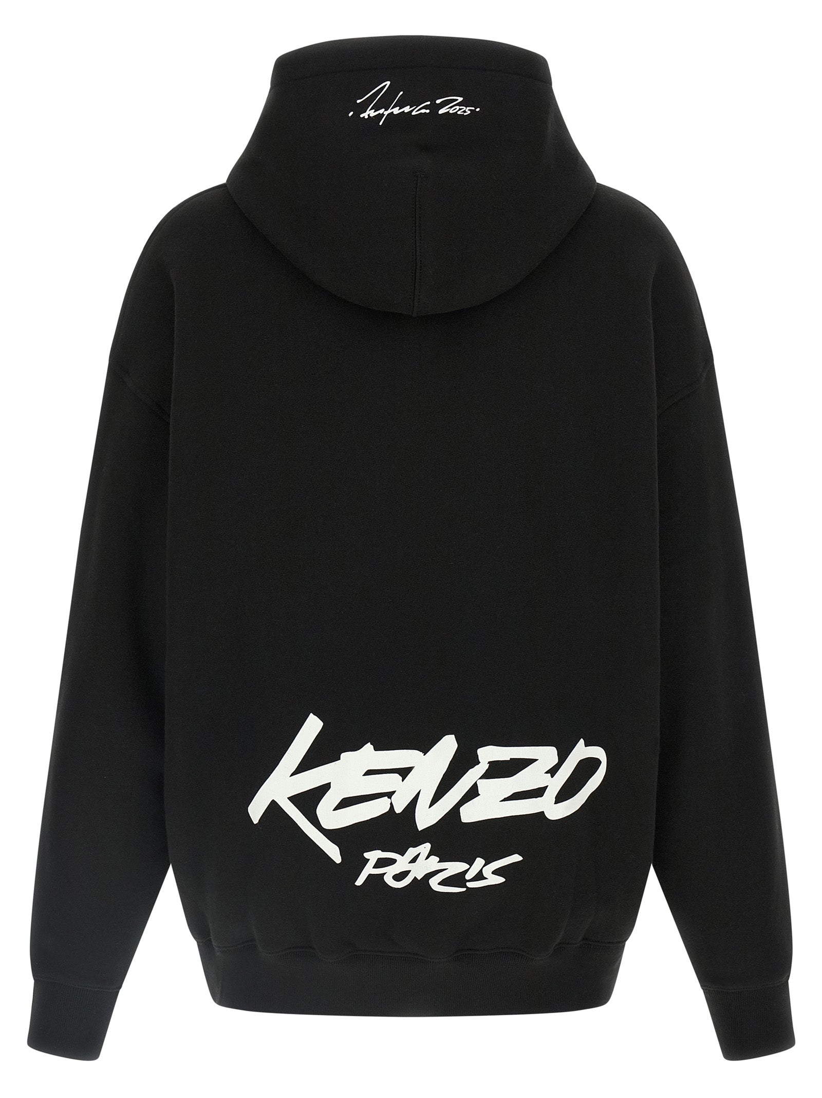 Sweatshirt Hoodie by Kenzo for women in cotton black & print showcases a city-ready silhouette, artfully detailed with a signature hooded neckline and for a city-ready finish.