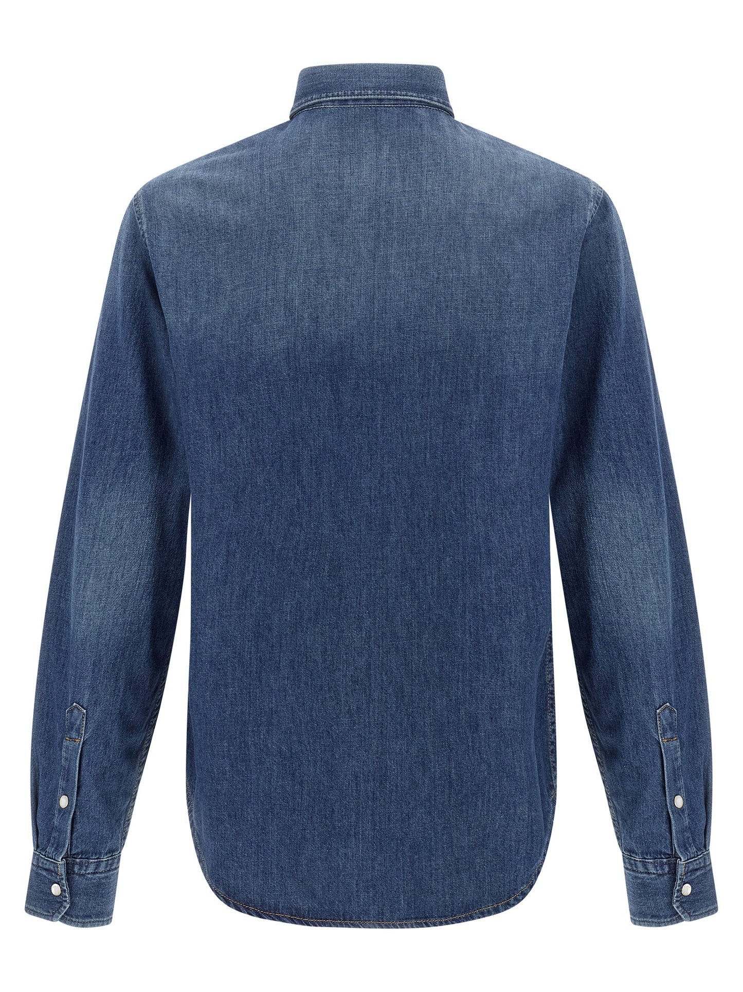 Shirt by Versace for men in denim cotton blue features an architectural silhouette with a refined and elegant for a architectural look.