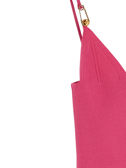 T-Shirt by Versace for women in polyester & viscose fuchsia showcases a fashionable silhouette, elegantly detailed with a fashionable and for a sophisticated, high-fashion look.