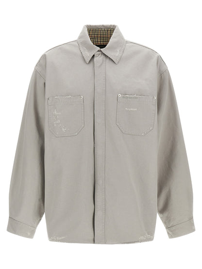Overshirt by Balenciaga for men in cotton canvas gray & patterned, featuring a nuanced and nuanced for a sophisticated finish.