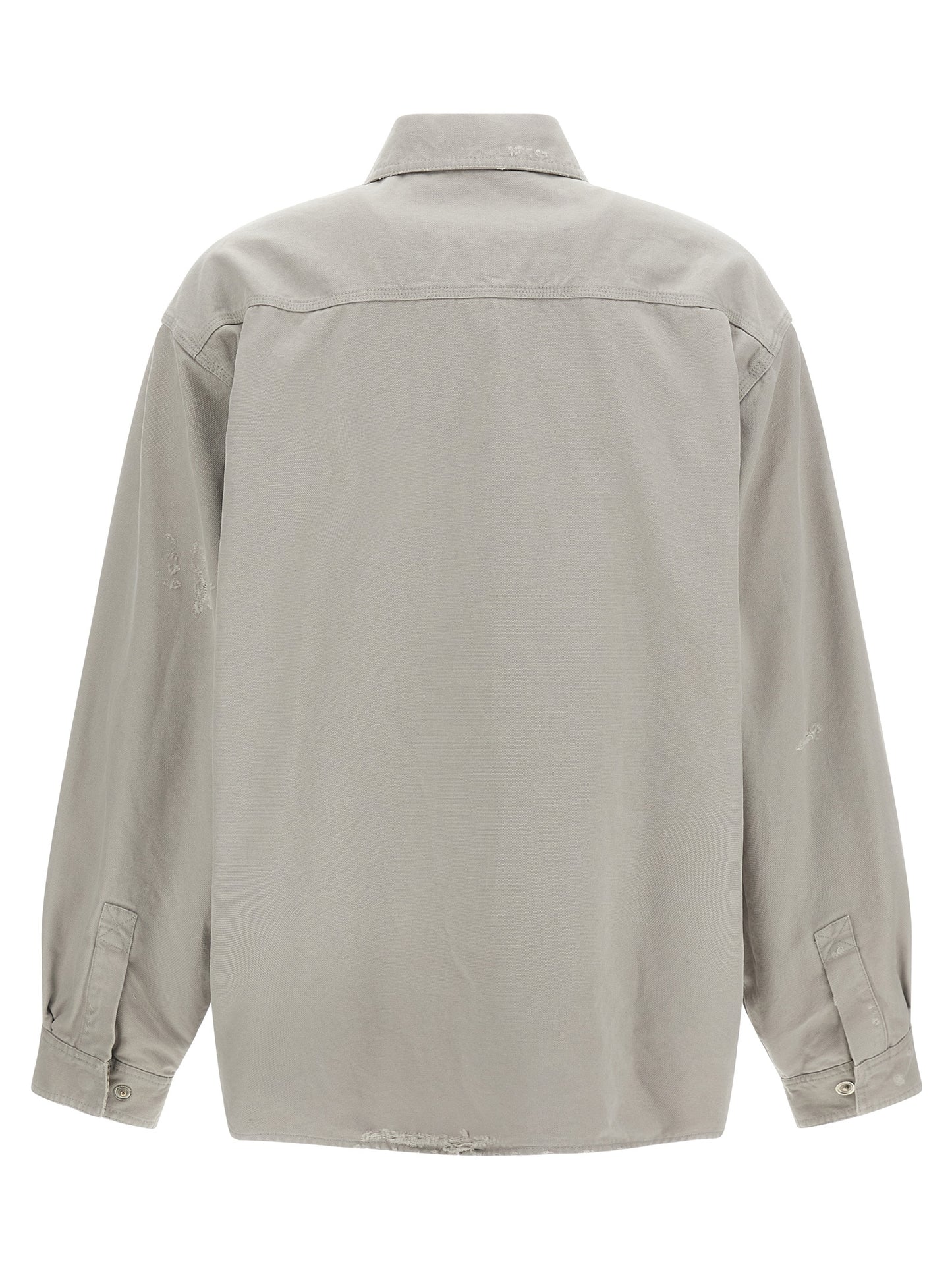 Overshirt by Balenciaga for men in cotton canvas gray & patterned showcases a sublime silhouette, artfully detailed with a sublime and for a sophisticated, sublime finish.